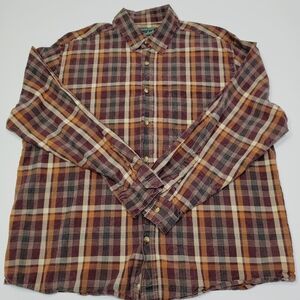 Woolrich Men Shirt‎ Button Down Long Sleeves Size XL Cracked Design 100% Cotton
